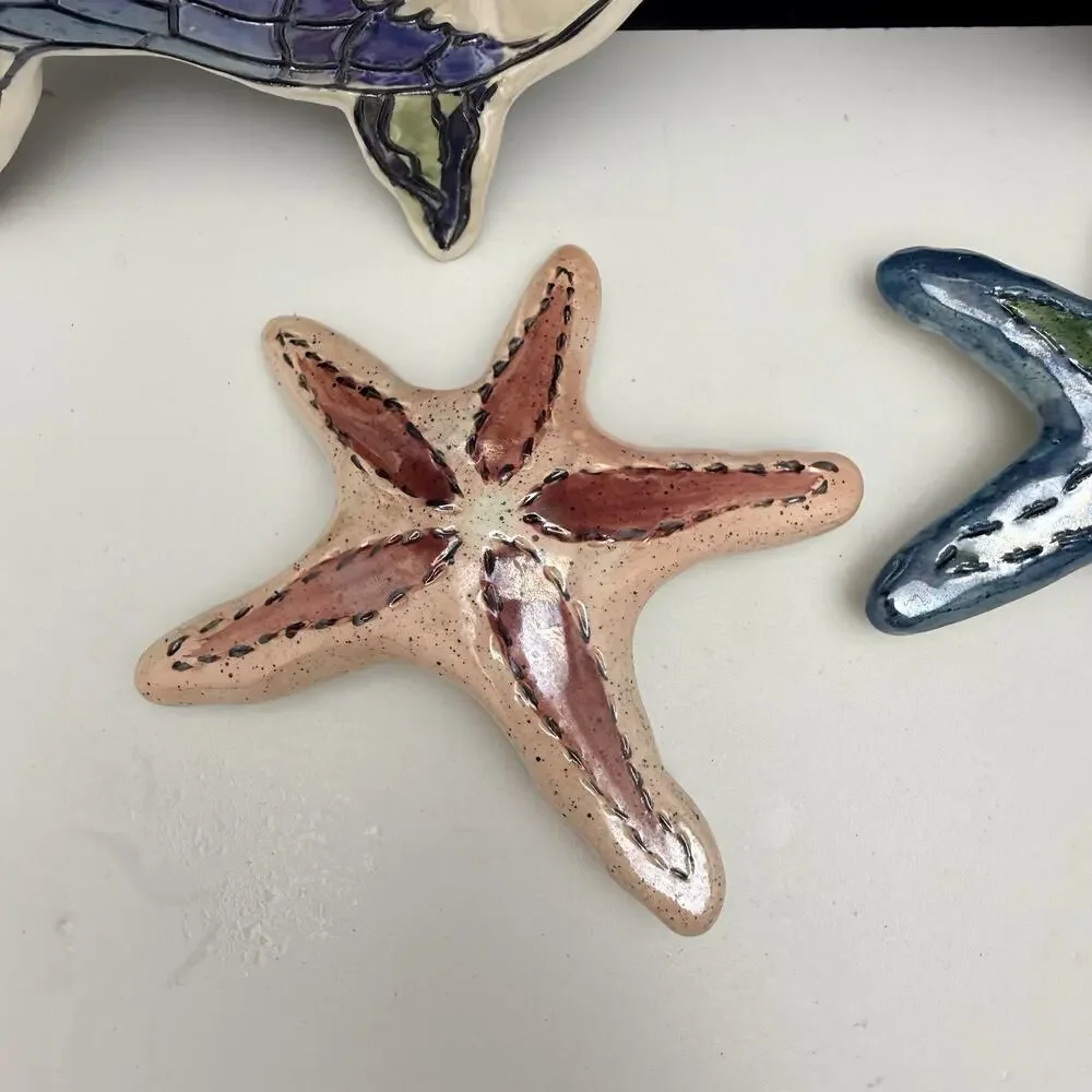 Blue Sky Clayworks Heather Goldminc Blue & Pink Kissy Fish & Starfish Wall Decor
